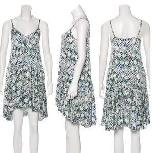 Silk Dress by Marissa Webb Artsy Midi Cocktail Dress w/ Abstract Print